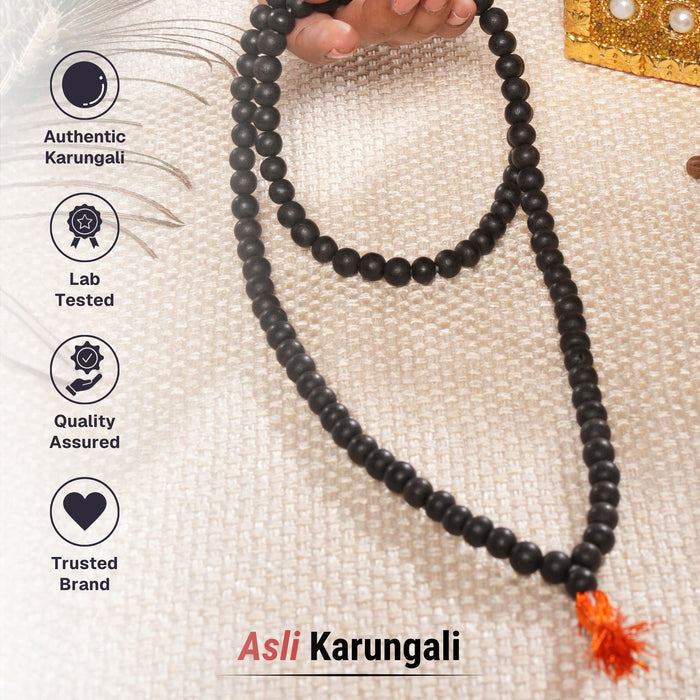 108+1 Divya Karungali Mala - Natural Ebony Wood Beads (Govt. Certified)