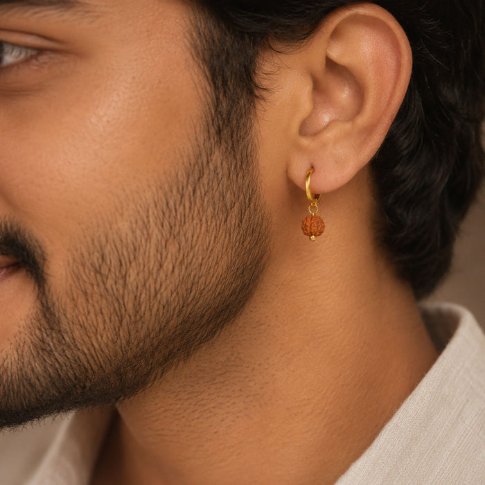 5 Mukhi Rudraksha Hoop Earrings - Pack of 2 Pairs