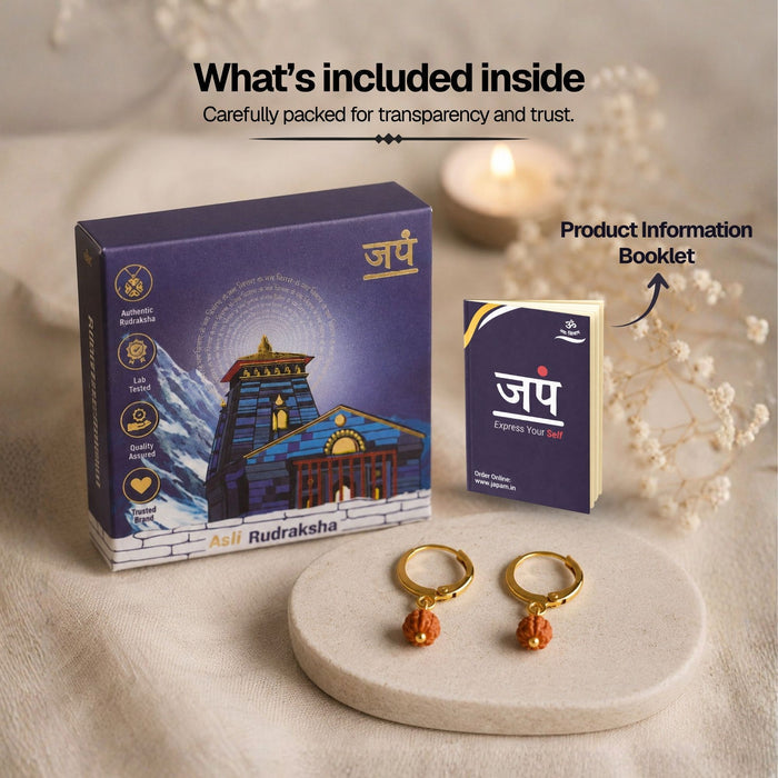 5 Mukhi Rudraksha Hoop Earrings - Pack of 2 Pairs
