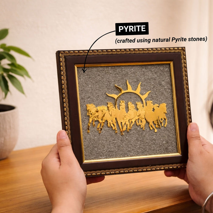 7 Horses Pyrite Frame for Vaastu