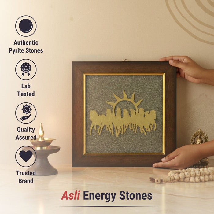 7 Horses Pyrite Frame for Vaastu