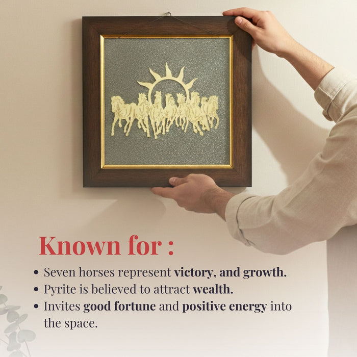 7 Horses Pyrite Frame for Vaastu