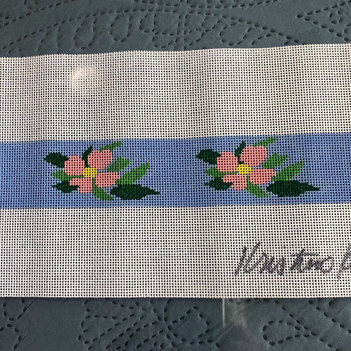 Pink Dogwood on Blue Key Fob