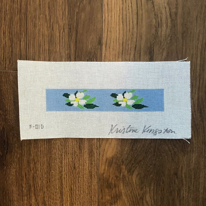 White Dogwood on Blue Key Fob