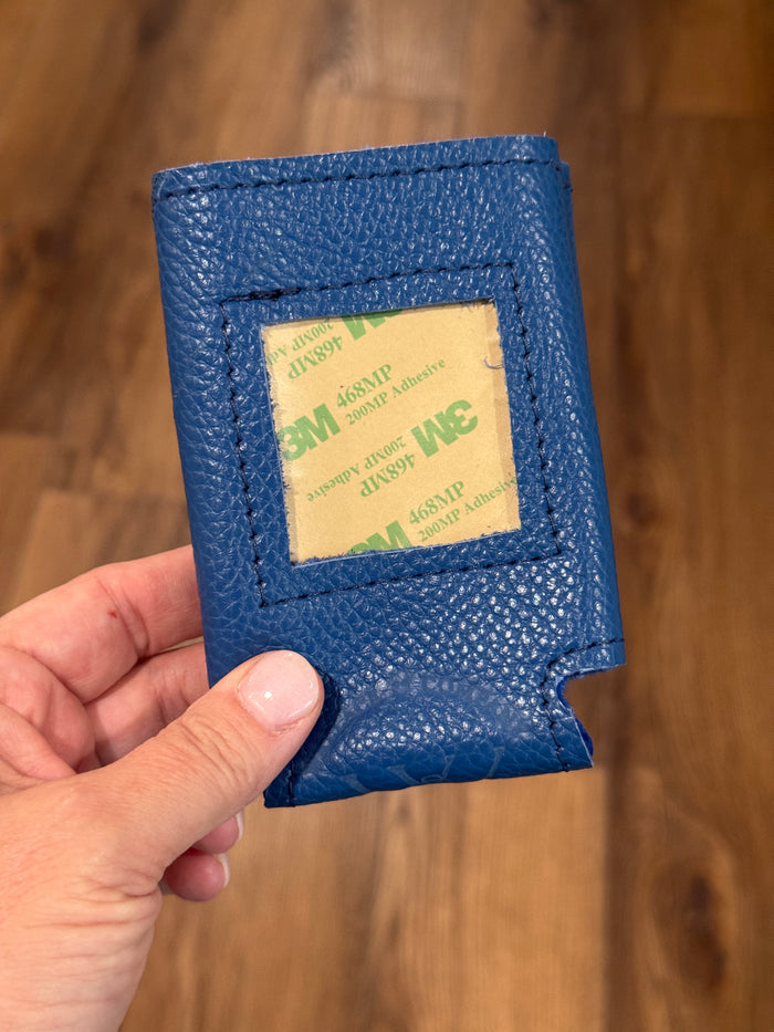 Blue Leather Self-Finishing Can Cooler