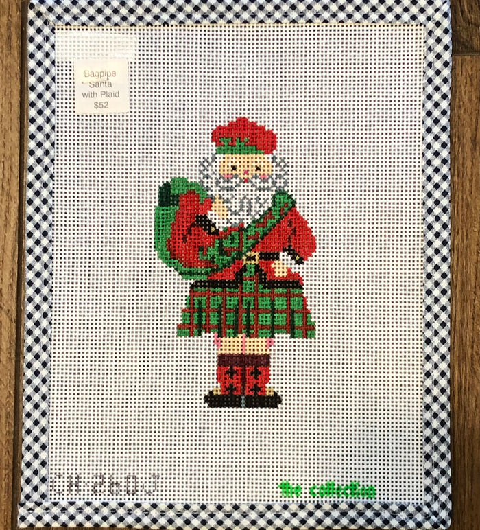Bagpipe Santa with Plaid
