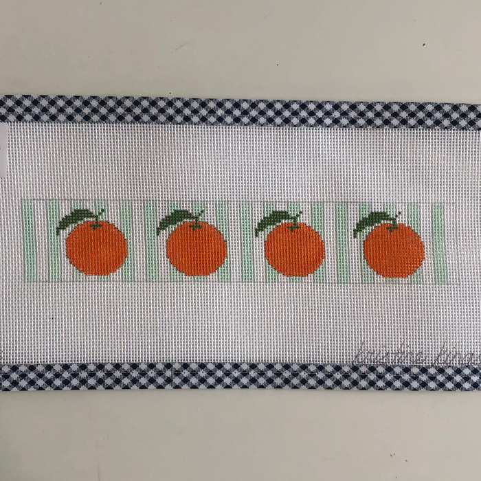 Oranges on Blue Stripes Key Fob