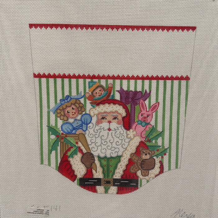 Santa with Striped Wallpaper - Girl
