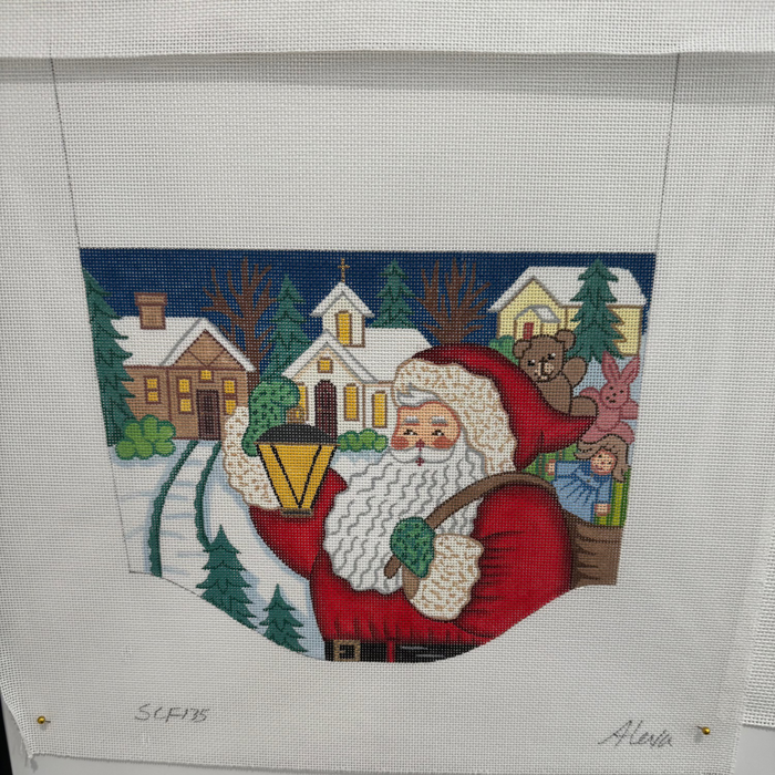 Santa with Lantern Stocking Cuff - Girl