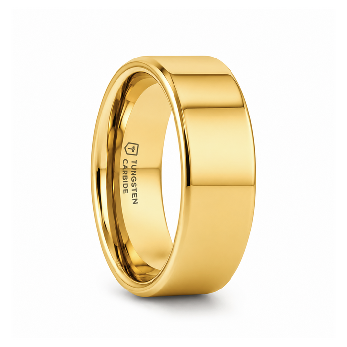 ARI Flat Gold-Plated Tungsten Ring - 4mm - 8mm