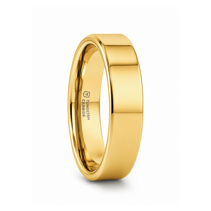 ARI Flat Gold-Plated Tungsten Ring - 4mm - 8mm