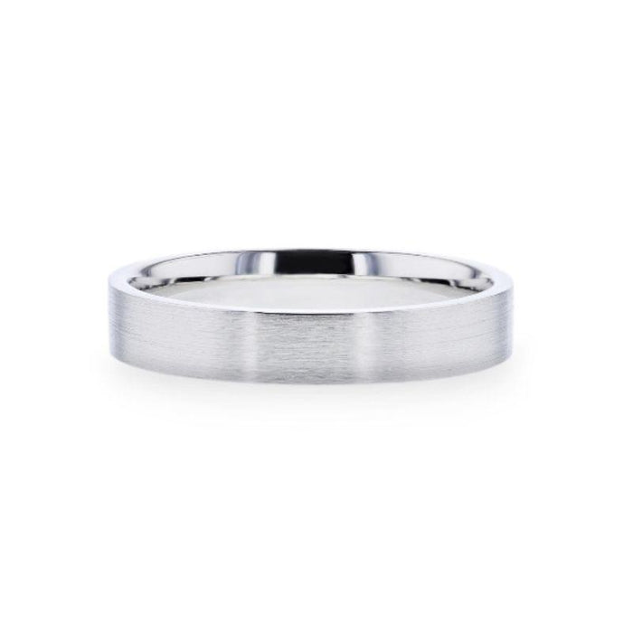 ARISTOCRAT Silver Brushed Finish Flat Style Wedding Band - 4mm & 8mm