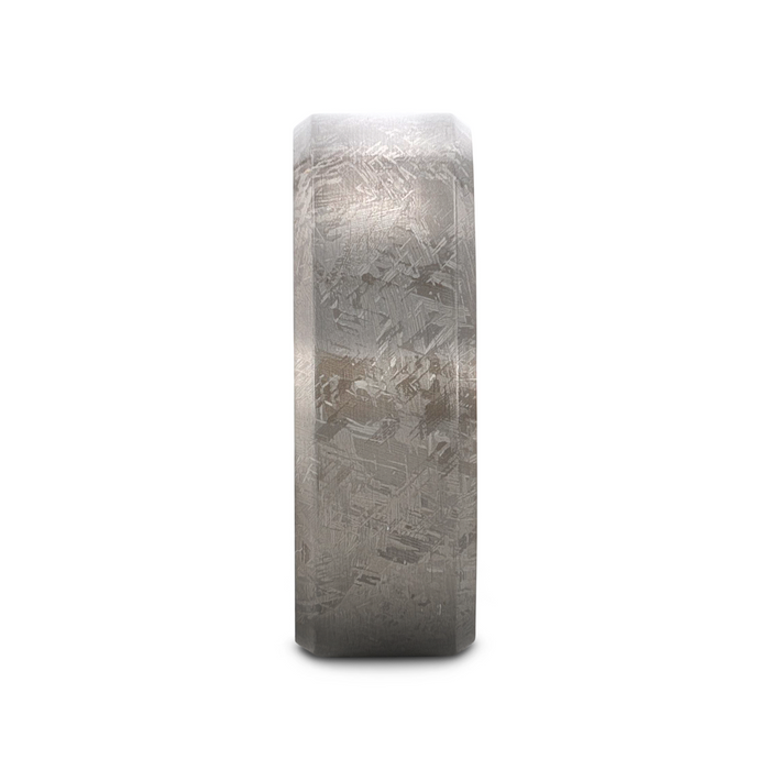 ASTRAIOS Flat Titanium Ring with Beveled Edges and Meteorite Pattern - 8mm