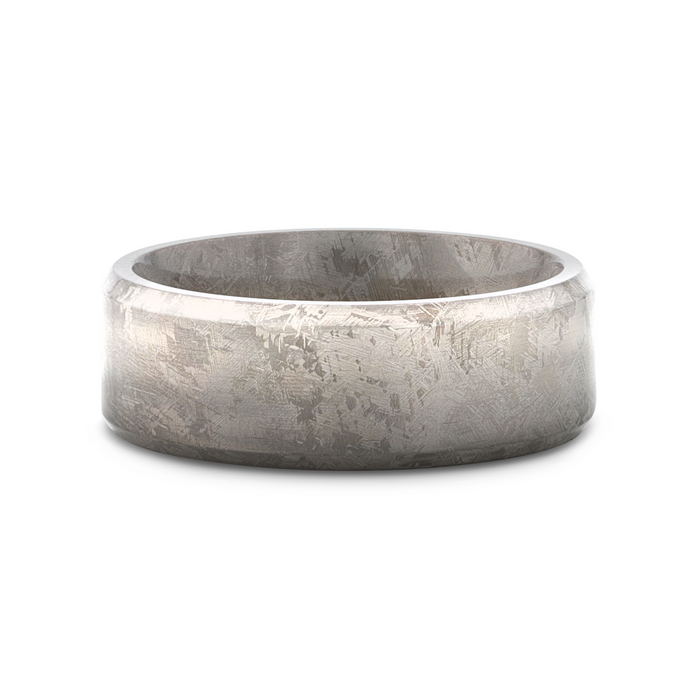 ASTRAIOS Flat Titanium Ring with Beveled Edges and Meteorite Pattern - 8mm