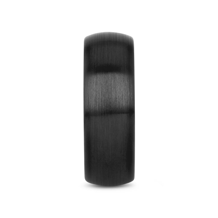ATTOR Domed Brush Finished Black Ceramic Wedding Band - 4mm - 12mm