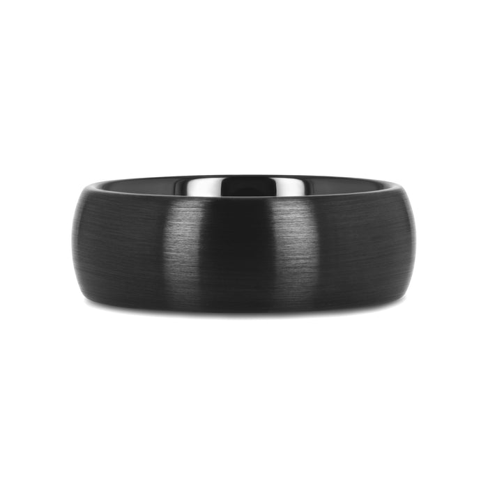 ATTOR Domed Brush Finished Black Ceramic Wedding Band - 4mm - 12mm