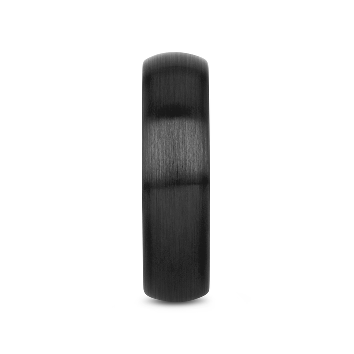 ATTOR Domed Brush Finished Black Ceramic Wedding Band - 4mm - 12mm