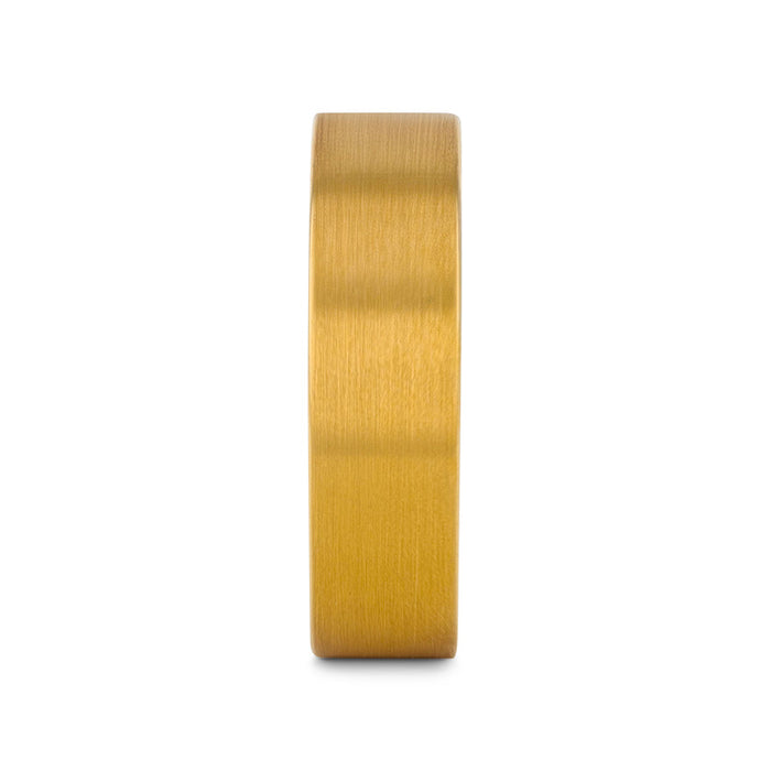 AUDEN Gold Plated Flat Brushed Finished Tungsten Wedding Ring - 6mm & 8mm