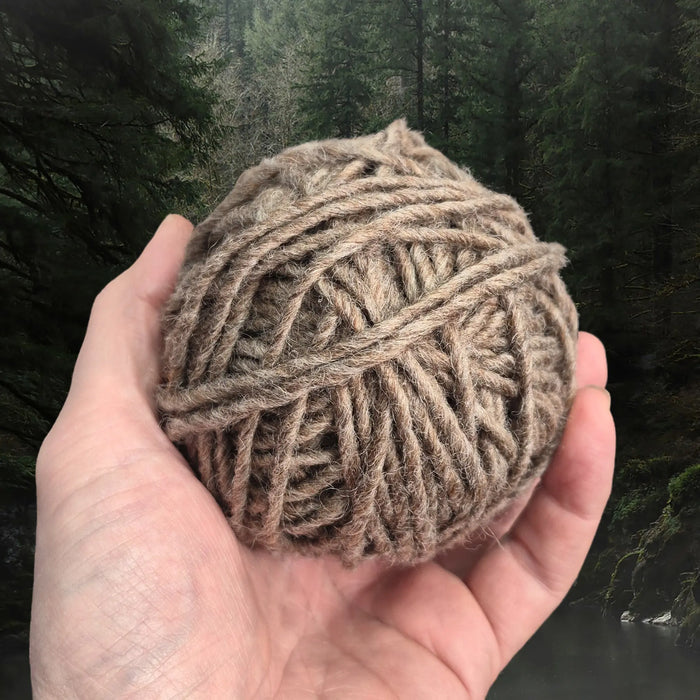 Authentic Nailbinding Chunky Shetland Wool Yarn Ball - 4 Ply - 100g - Natural Brown