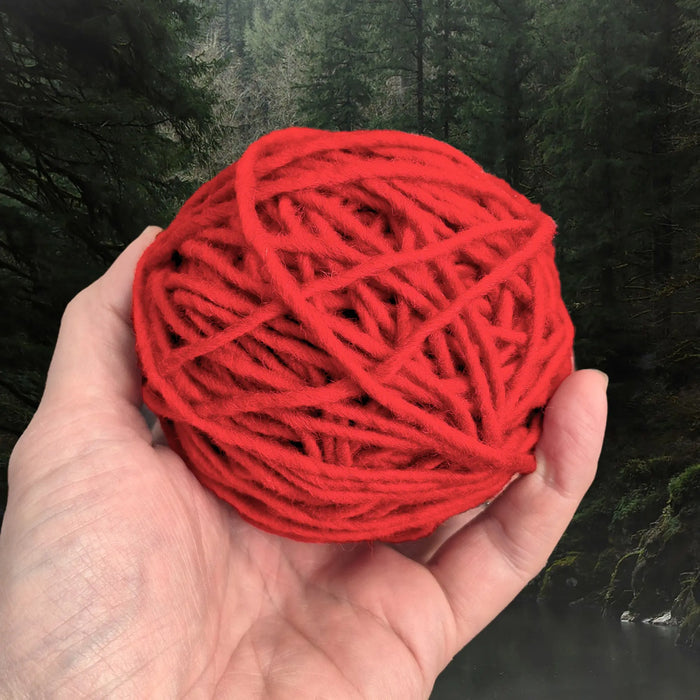 Authentic Nailbinding Chunky Shetland Wool Yarn Ball - 4 Ply - 100g - Madder Red