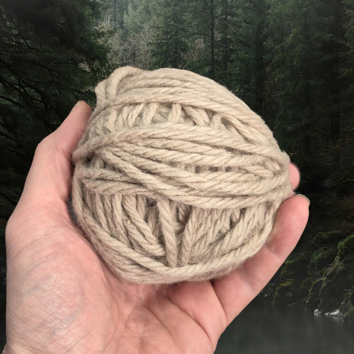 Authentic Nailbinding Chunky Shetland Wool Yarn Ball - 4 Ply - 100g - Light Brown Natural