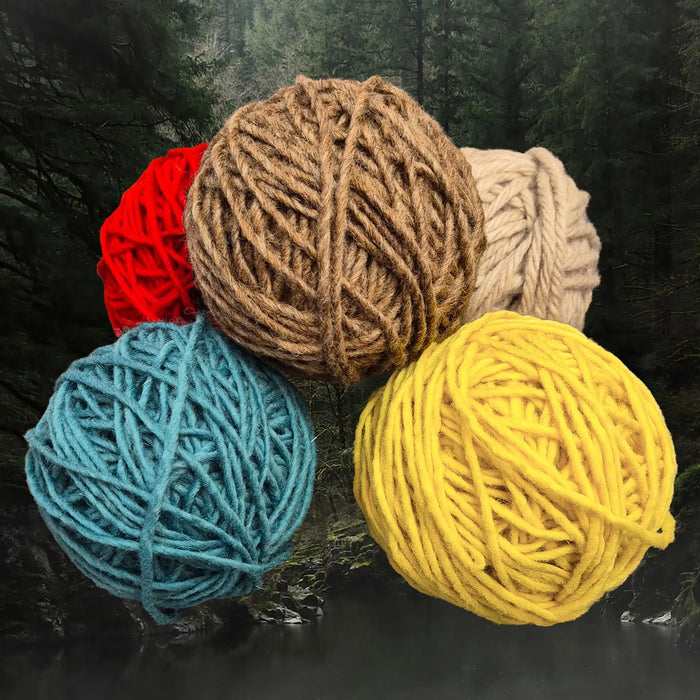 Authentic Nailbinding Chunky Shetland Wool Yarn Balls - 4 Ply - 100g - All Colours Together