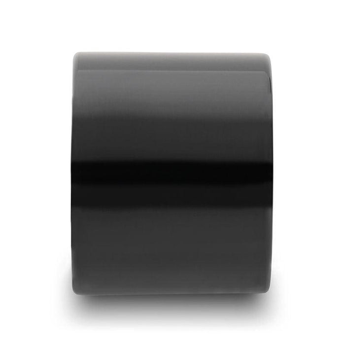 AXWELL Black Flat Pipe Cut Tungsten Carbide Ring with Polished Finish - 20mm