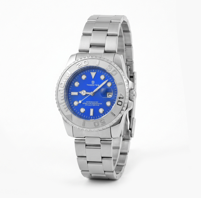 AZOR Deep Blue Dial with Silver Band Watch