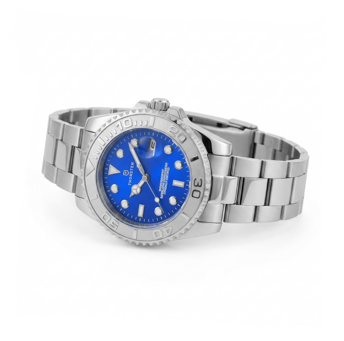 AZOR Deep Blue Dial with Silver Band Watch