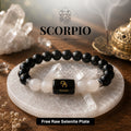 Black Obsidian & Milky Quartz Zodiac Band for Scorpio (वृश्चिक राशि)