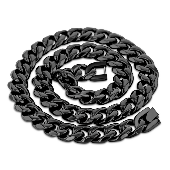 Black Stainless Steel 14mm Cuban Chain - 22 Inch