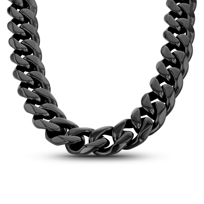 Black Stainless Steel 14mm Cuban Chain - 22 Inch