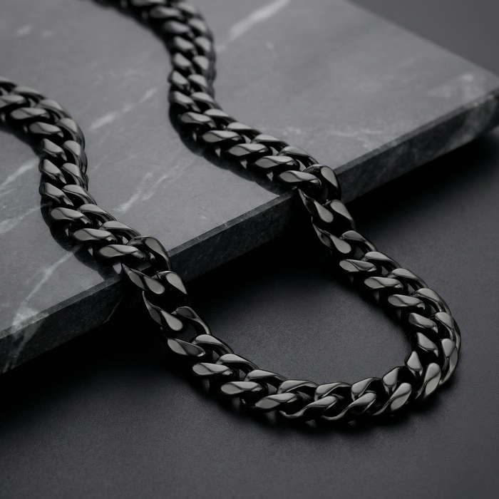 Black Stainless Steel 14mm Cuban Chain - 22 Inch