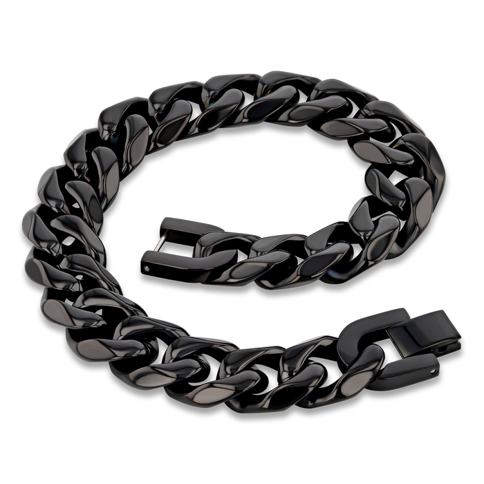 Black Stainless Steel 14mm Cuban Chain - 9 Inch