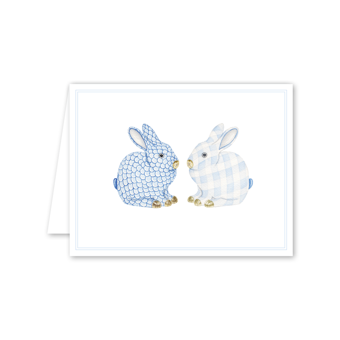 Blue Porcelain Bunnies Note Cards