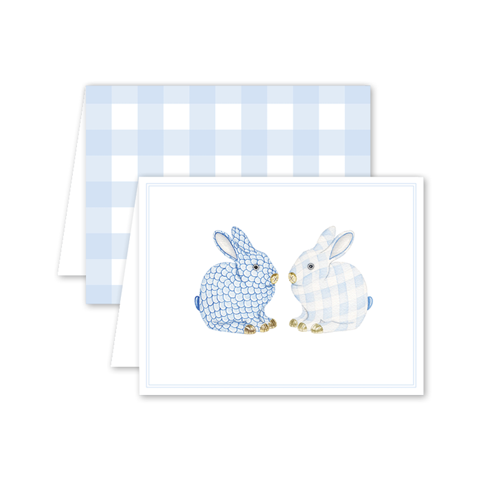 Blue Porcelain Bunnies Note Cards