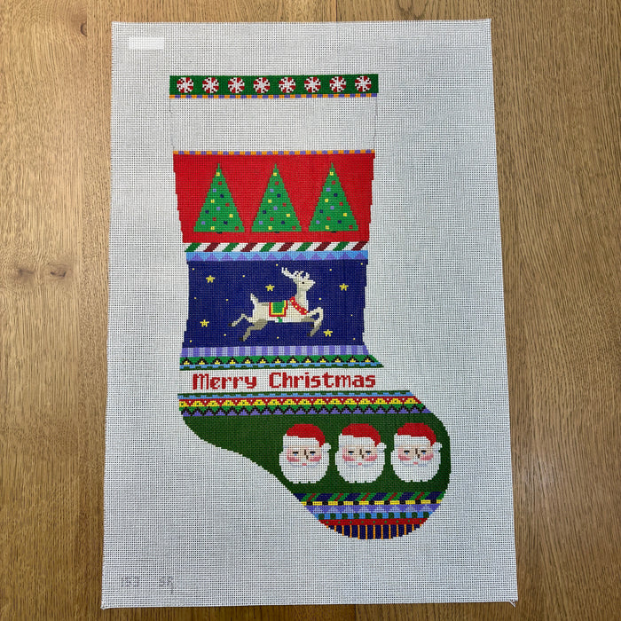 Bold Stripe Reindeer In Stars Stocking