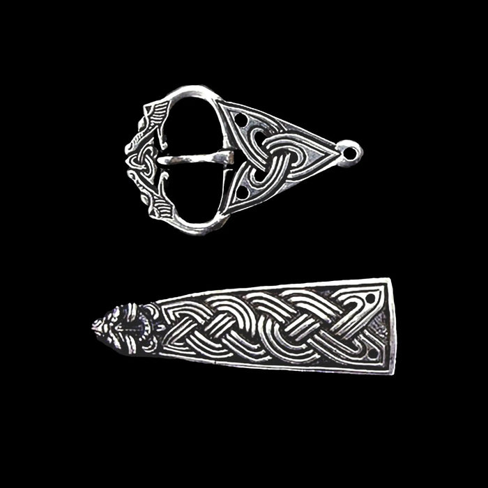 Borre Wolf Head Viking Belt Fittings in Silver
