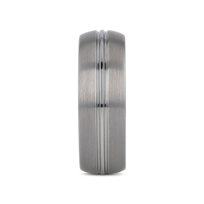 BOSS Tungsten Carbide Ring with Domed Center Groove and Brush Finish - 6mm & 8mm