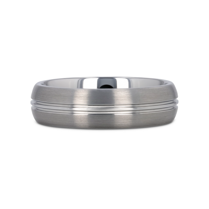 BOSS Tungsten Carbide Ring with Domed Center Groove and Brush Finish - 6mm & 8mm