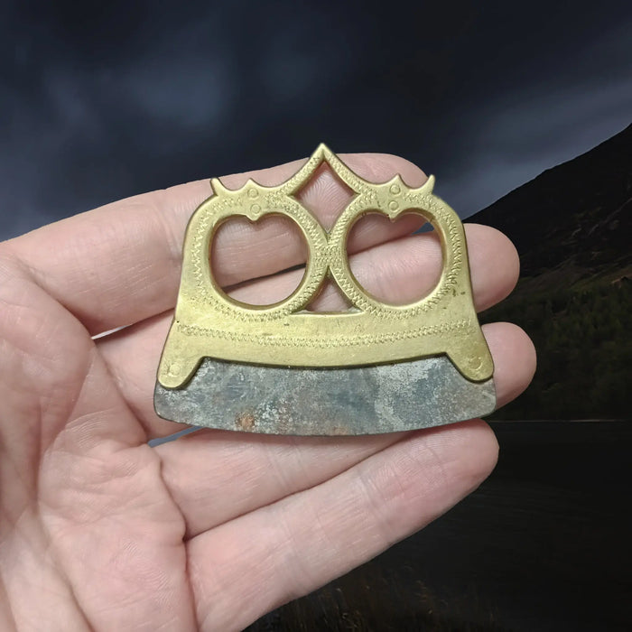 Viking Fire Steel / Fire Striker Replica from Birka with Bronze Animal Design on Hand