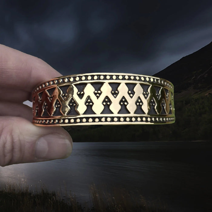 Bronze Hiberno-Norse Viking Bracelet / Arm Ring Replica with 3 Dot Design in Fingers