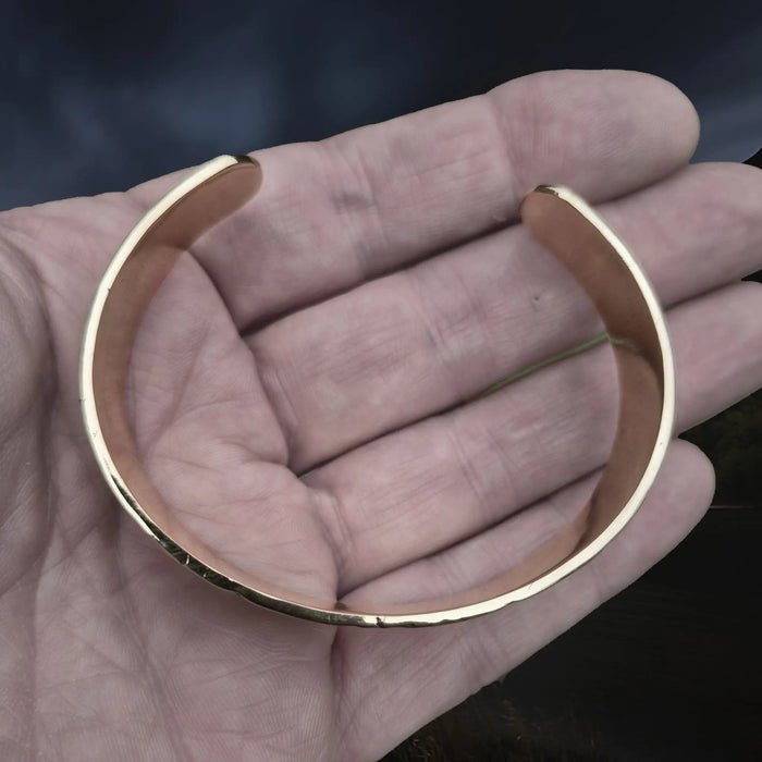 Bronze Hiberno-Norse Viking Bracelet / Arm Ring Replica with 4 Dot Design on Hand - Above View