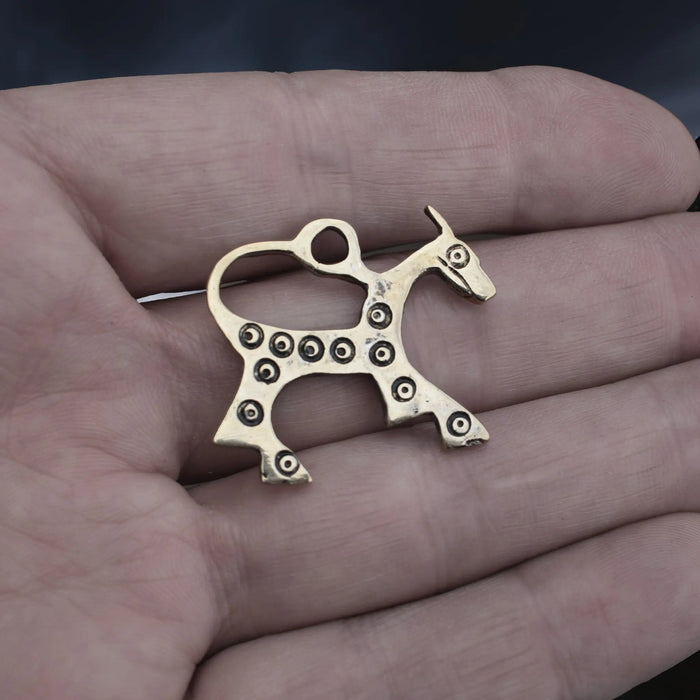 Bronze Replica Viking Horse Pendant from Novgorod on Hand