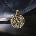 Bronze Round Replica Viking Luck / Good Health Pendant on Leather Cord
