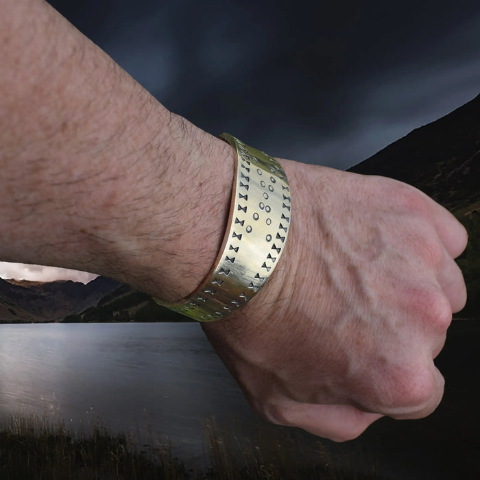 Bronze Viking Bracelet / Arm Ring Replica from Cuerdale on Wrist - Arm View