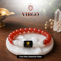 Carnelian & Milky Quartz Zodiac Band for Virgo (कन्या राशि)