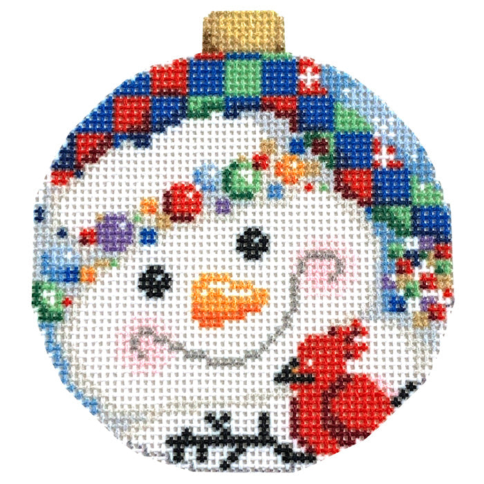 Checked Hat Snowman Ornament