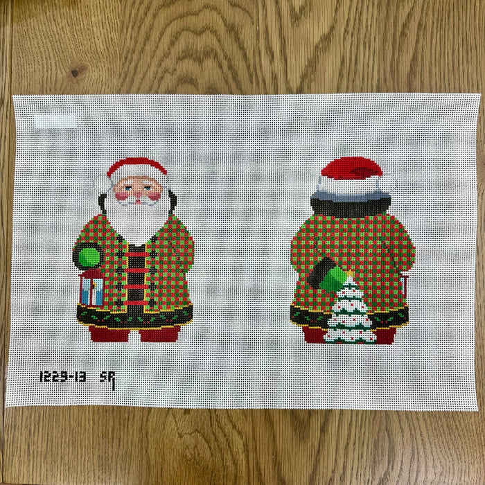Checker Coat Two-Sided Santa
