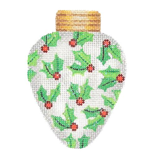 Christmas Bulb - Silver with Holly